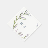 Monogram Initiaal Dusty Blue Green Leaf Art Weddin Servet (Hoek)