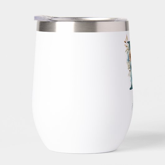 Monogram Initiaal E Blauwe Bloemen Waterverf Gift  (Rechts)