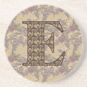 Monogram Initiaal E Elegant Floral Drink Onderzett Zandsteen Onderzetter