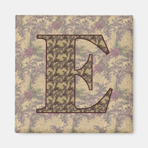 Monogram Initiaal E Elegant Floral Magnet