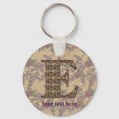 Monogram Initiaal E Elegante Bloemige Gepersonalis Sleutelhanger (Voorkant)
