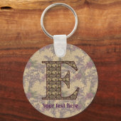 Monogram Initiaal E Elegante Bloemige Gepersonalis Sleutelhanger (Achterkant)