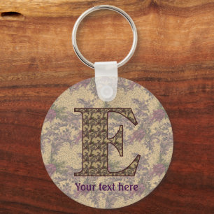 Monogram Initiaal E Elegante Bloemige Gepersonalis Sleutelhanger