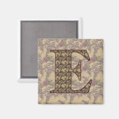 Monogram Initiaal E Elegante bloemmagneet Magneet (Voorkant / Achterkant)