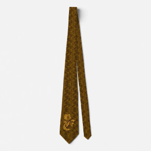 Monogram Initiaal E Elegante Gouden Pioen Roos Stropdas