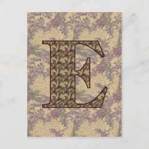 Monogram Initiaal E Elegante Vintage Bloem Briefkaart