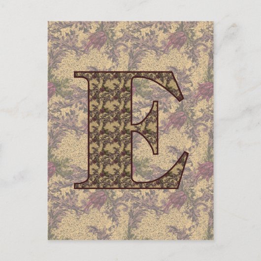 Monogram Initiaal E Elegante Vintage Bloem Briefkaart (Voorkant)