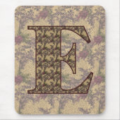 Monogram Initiaal E Elegante Vintage Bloem Muismat (Voorkant)
