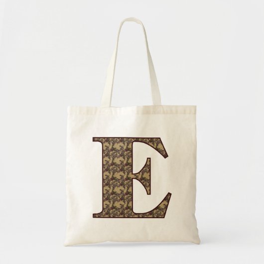 Monogram Initiaal E Elegante Vintage Bloem Tote Bag (Voorkant)
