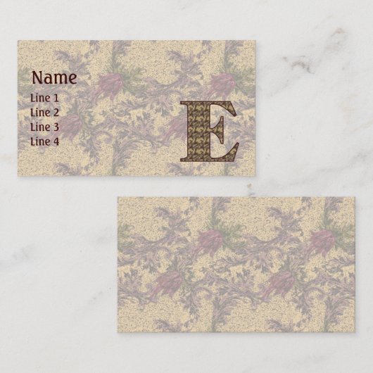 Monogram Initiaal E Elegante Vintage Bloem Visitekaartje (Voorkant / Achterkant)