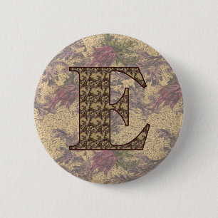 Monogram Initiaal E Elegante Vintage Bloemig Ronde Button 5,7 Cm