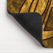 Monogram Initiaal E Gouden Pioen Bloem Muismat (Hoek)