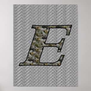 Monogram Initiaal E Hortensia Bloemen Poster