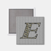 Monogram Initiaal E Hydrangea Floral Magnet (Voorkant / Achterkant)