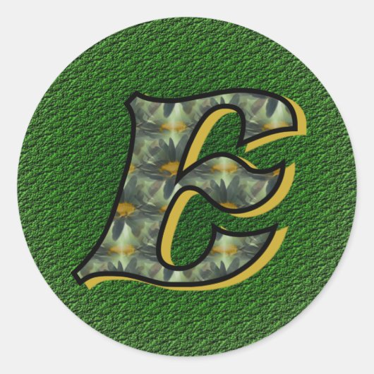 Monogram Initiaal E Madeliefjes Bloemkunst Ronde Sticker (Voorkant)