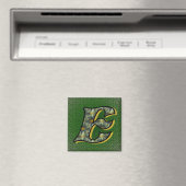 Monogram Initiaal E Madeliefjes Bloemstuk Magneet (Insitu (Vaatwasser))
