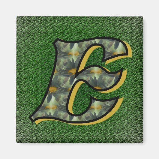 Monogram Initiaal E Madeliefjes Bloemstuk Magneet (Voorkant)