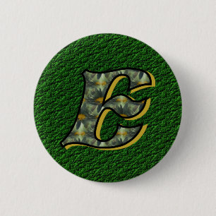 Monogram Initiaal E Madeliefjes Bloemstuk Ronde Button 5,7 Cm