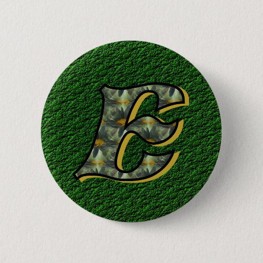 Monogram Initiaal E Madeliefjes Bloemstuk Ronde Button 5,7 Cm (Voorkant)