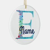 Monogram Initiaal E Rainbow Star-ontwerp Keramisch Ornament (Rechts)