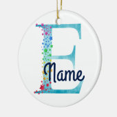 Monogram Initiaal E Rainbow Star-ontwerp Keramisch Ornament (Links)