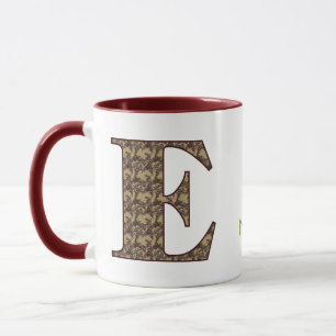 Monogram Initiaal E Vintage Bloem Motief Persoonli Mok
