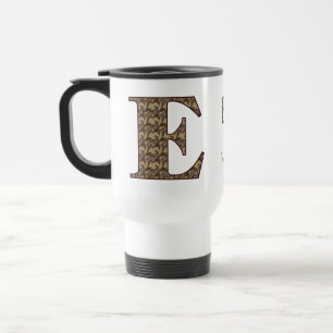 Monogram Initiaal E Vintage Bloemstuk Persoonlijk Reisbeker