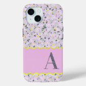 MONOGRAM INITIAAL EEN LILA KLEINE BLOEMETJES Case-Mate iPhone CASE (Achterkant)
