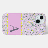 MONOGRAM INITIAAL EEN LILA KLEINE BLOEMETJES Case-Mate iPhone CASE (Achterkant (horizontaal))