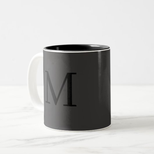Monogram Initiaal Eenvoudig Minimalistisch Modern  Tweekleurige Koffiemok (Voorkant links)