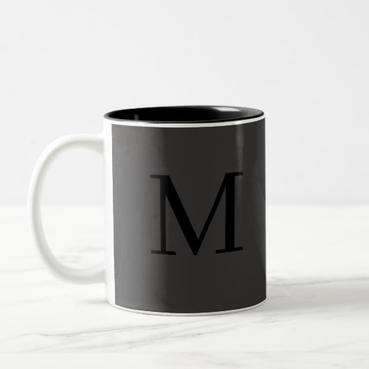 Monogram Initiaal Eenvoudig Minimalistisch Modern Tweekleurige Koffiemok (Links)