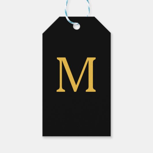 Monogram Initiaal Eigen naam Gold Black Elegant Cadeaulabel (Voorkant)