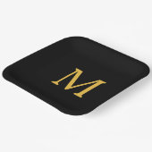 Monogram Initiaal Eigen naam Gold Golden Black Papieren Bordje (Gebogen)
