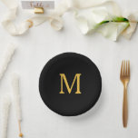 Monogram Initiaal Eigen naam Gold Golden Black Papieren Kommen<br><div class="desc">Ontworpen met tekst sjabloon voor monogrammed initiaal dat u kunt aanpassen! U kunt ook de kleuren wijzigen zoals u wilt.</div>