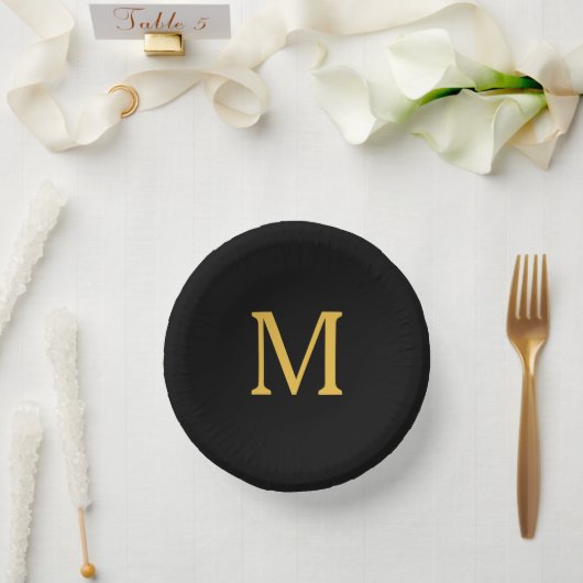 Monogram Initiaal Eigen naam Gold Golden Black Papieren Kommen (Huwelijk)