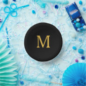 Monogram Initiaal Eigen naam Gold Golden Black Papieren Kommen (Feest)
