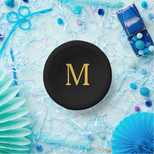 Monogram Initiaal Eigen naam Gold Golden Black Papieren Kommen (Feest)