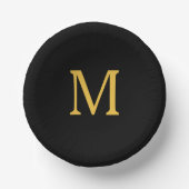 Monogram Initiaal Eigen naam Gold Golden Black Papieren Kommen (Voorkant)