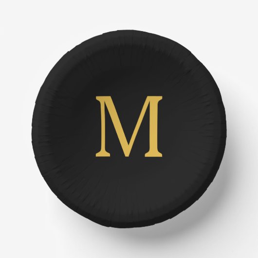 Monogram Initiaal Eigen naam Gold Golden Black Papieren Kommen (Voorkant)