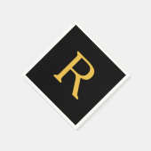 Monogram Initiaal Eigen naam Gold Golden Black Servet (Hoek)