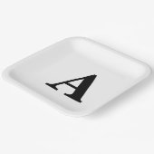 Monogram Initiaal Elegant Aangepaste naam Zwart wi Papieren Bordje (Gebogen)