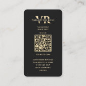 Monogram Initiaal Elegant Bloemen Roos Zwart Visitekaartje (Achterkant)