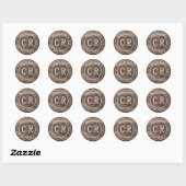 Monogram initiaal elegant houthedKornretouradres Ronde Sticker (Vel)