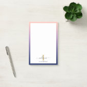 Monogram Initiaal Elegant Script Paars Ombre Post-it® Notes (Kantoor)