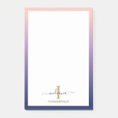 Monogram Initiaal Elegant Script Paars Ombre Post-it® Notes (Voorkant)