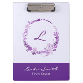 Monogram Initiaal Elegante Aangepaste Naam Paarse Klembord