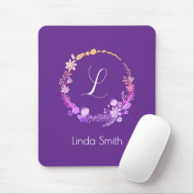 Monogram Initiaal Elegante Aangepaste Naam Paarse