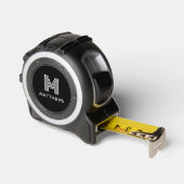 Monogram initiaal en achternaam modern zwart rolmaat (Hoek)