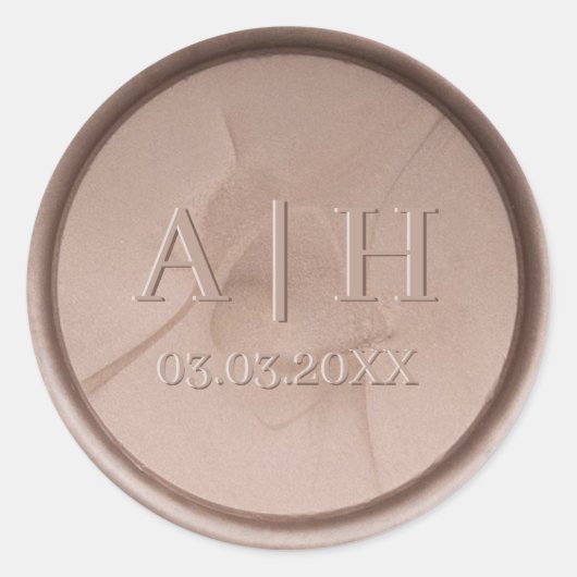 Monogram Initiaal en datum Hazel Wax Seal Sticker (Voorkant)