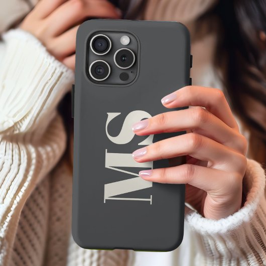 Monogram initiaal en grijs iPhone hoesje